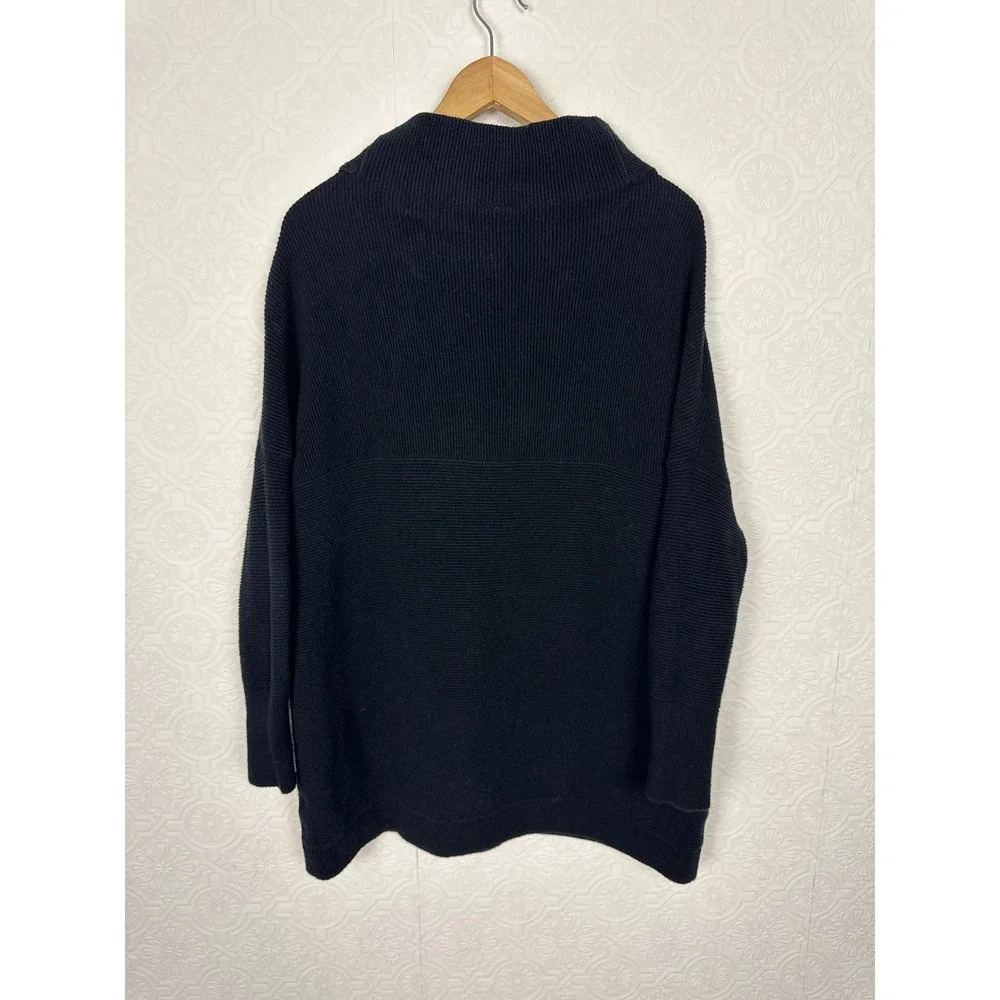 Free People Ottoman Ribbed Tunic Sweater Black Mock Neck OB432957 Womens Medium